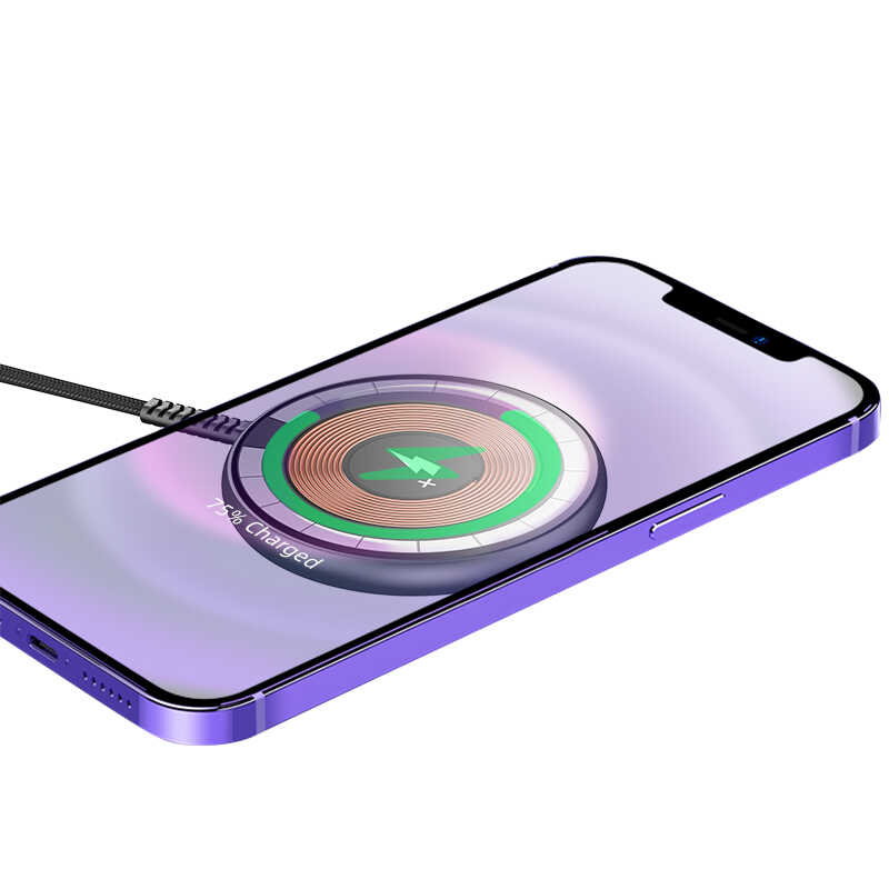 Wiwu M14 Intelligent Wireless Magnetik Şarj Ultra İnce Şeffaf 15W Android iOS Destekli - 12