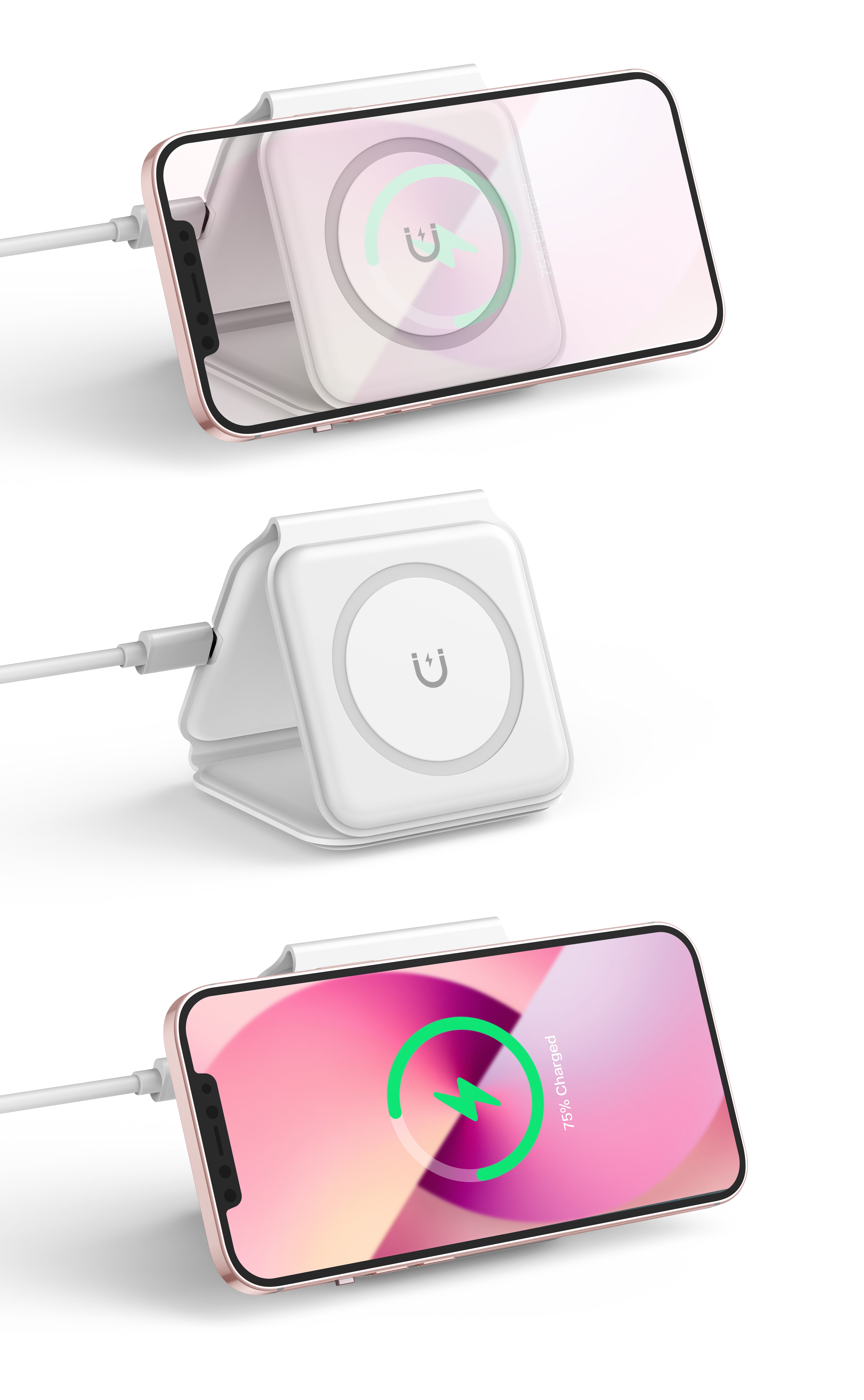 Wiwu Power Air M6 3 in 1 Mıknatıslı Kablosuz Telefon-Saat-Kulaklık Şarj Standı - 11