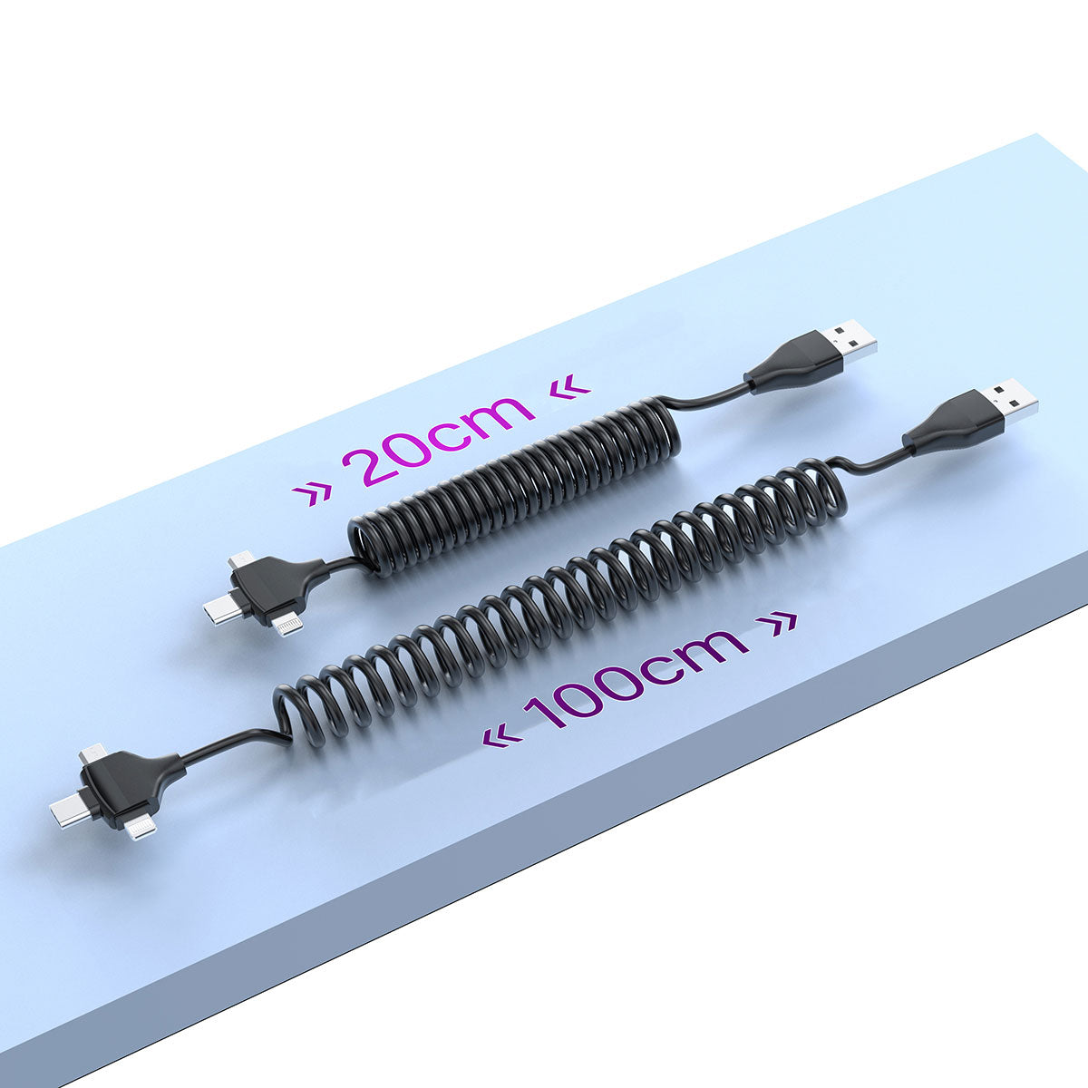 Wiwu Spiral Tasarımlı Micro Type-C ve Lightning 3in1 Spring Spiral Kablo 1m - 12