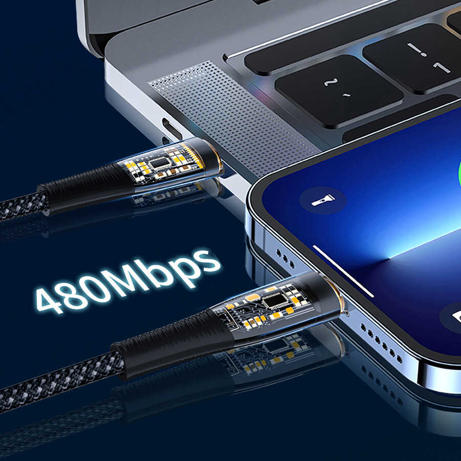 Wiwu TM02 Type-C to Type-C PD Data Kablo 480Mbps 100W 2 metre - 9