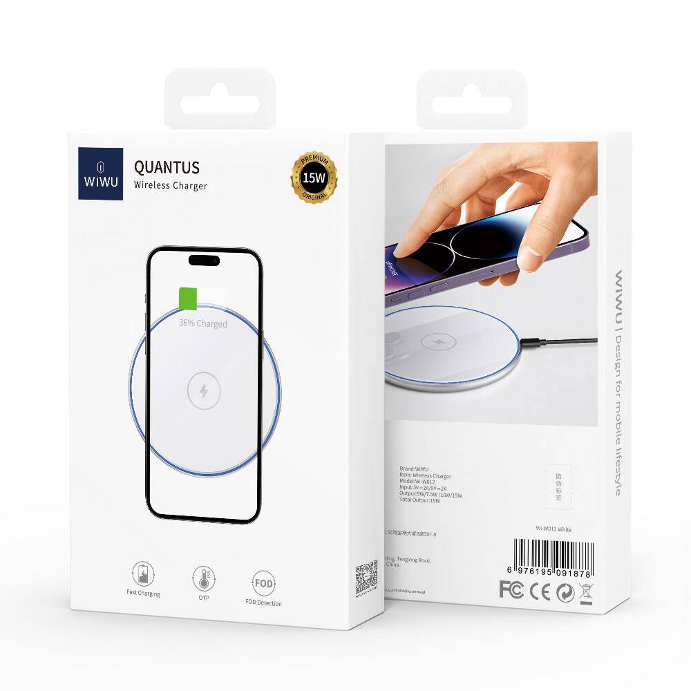 Wiwu Wi-W012 Quantus 15W Hızlı Şarj Özellikli Masaüstü Kablosuz Şarj Aleti