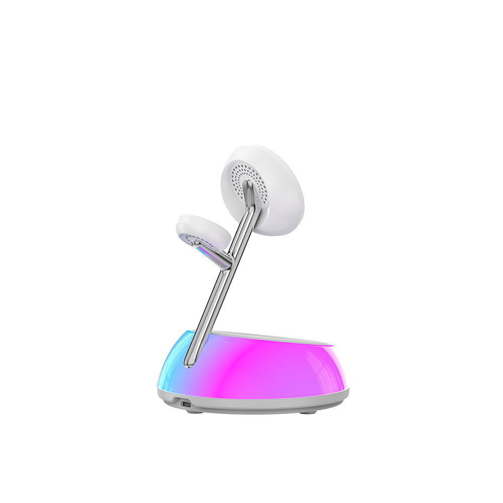 Wiwu Wi-W036 Qi2 3 in 1 Magnetik Hızlı Şarj Özellikli Ambiyans Işıklı 15W Kablosuz Şarj Standı