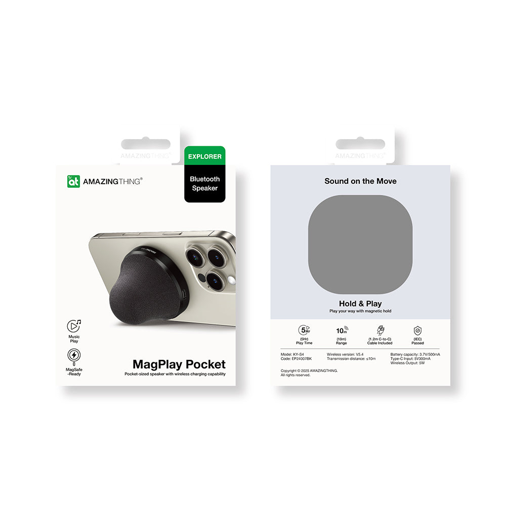 Amazingthing MagPlay Pocket Kablosuz Şarj Destekli Magsafe Uyumlu Mini v5.4 Bluetooth Speaker Hoparlör