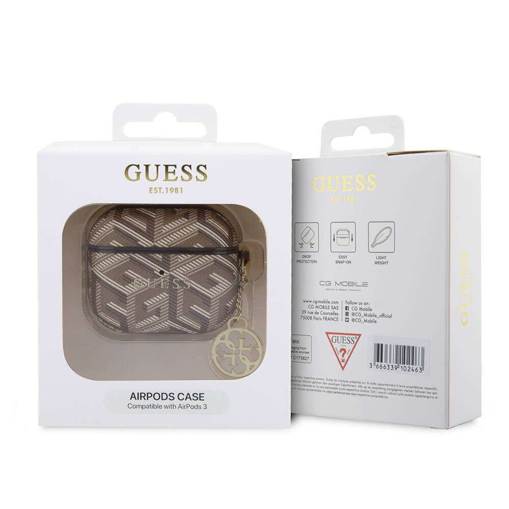 Guess Airpods 3. Nesil Orjinal Lisanslı G Cube Desenli 4G Süs Zincirli Kılıf