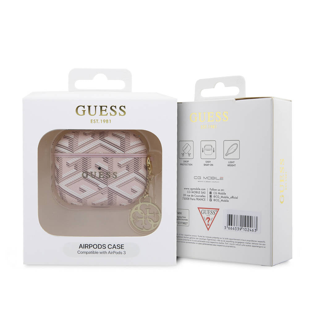 Guess Airpods 3. Nesil Orjinal Lisanslı G Cube Desenli 4G Süs Zincirli Kılıf