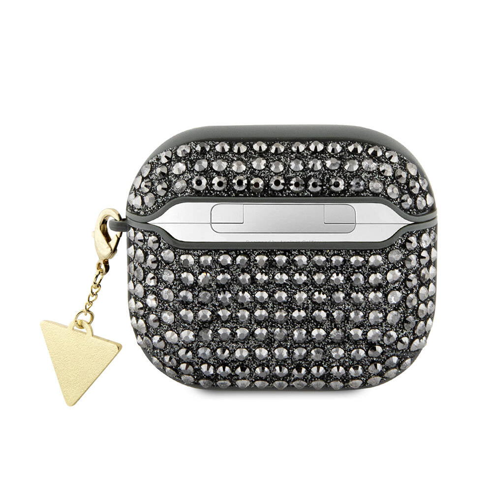 Guess Airpods 3. Nesil Orjinal Lisanslı Parıltılı Taş Kaplamalı Üçgen Logo Süs Zincirli Kılıf