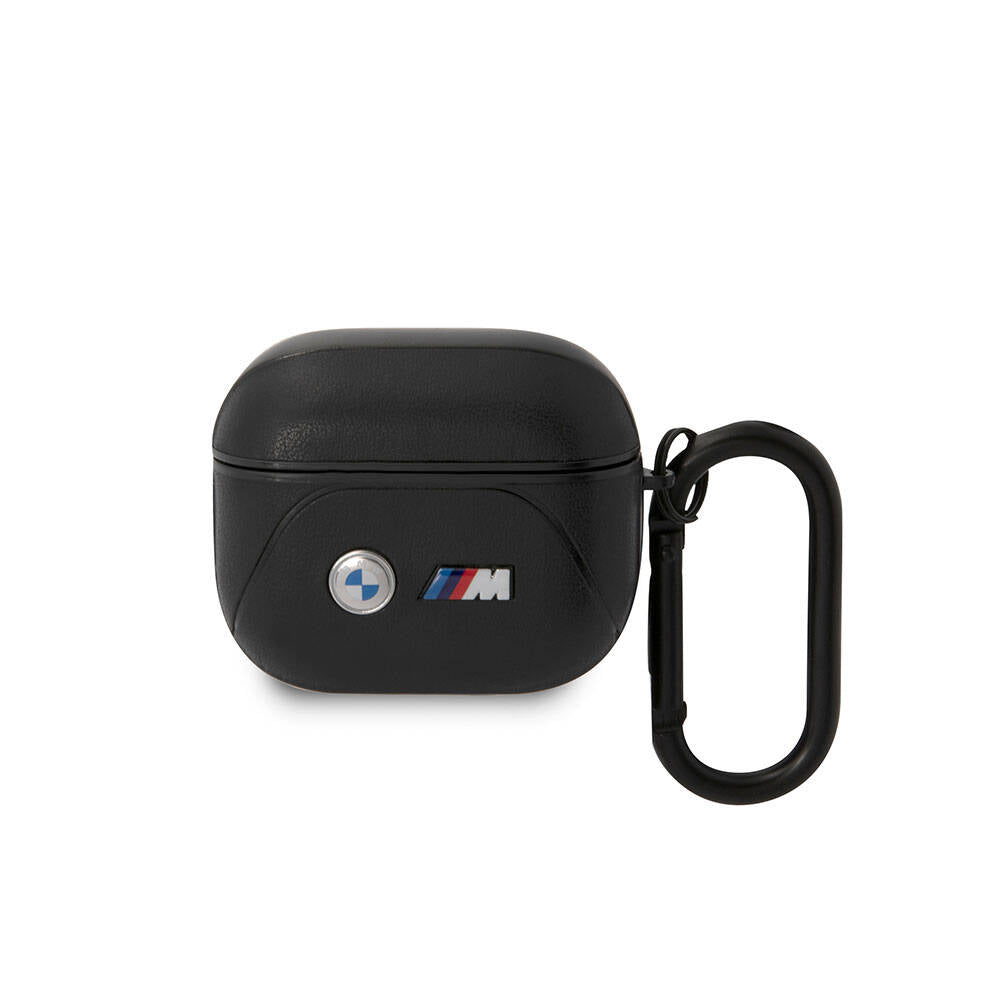 BMW Airpods 3.Nesil Orjinal Lisanslı PU Deri Tasarımlı 3 Renk Çizgili Çift Metal Logolu Kılıf