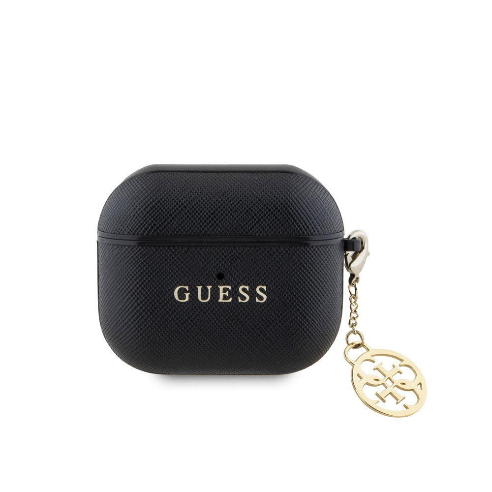 Guess Airpods 3.Nesil Orjinal Lisanslı Dokulu 4G Yuvarlak Charm Saffiano Kılıf