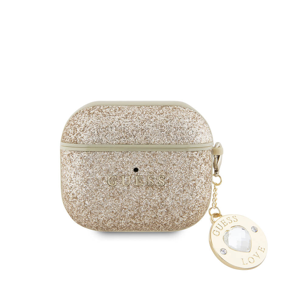 Guess Airpods 3.Nesil Orjinal Lisanslı PU Deri Mavi Beyaz Çizgili Metal Logolu Kılıf