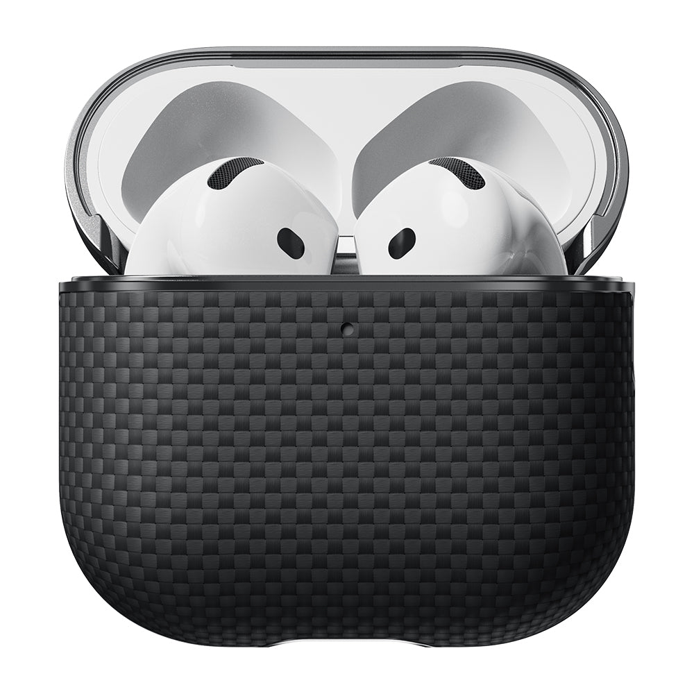 Pitaka Ultra-Slim Classic Serisi Airpods 4 1500D Aramid Fiber Black-Grey Twill Kılıf