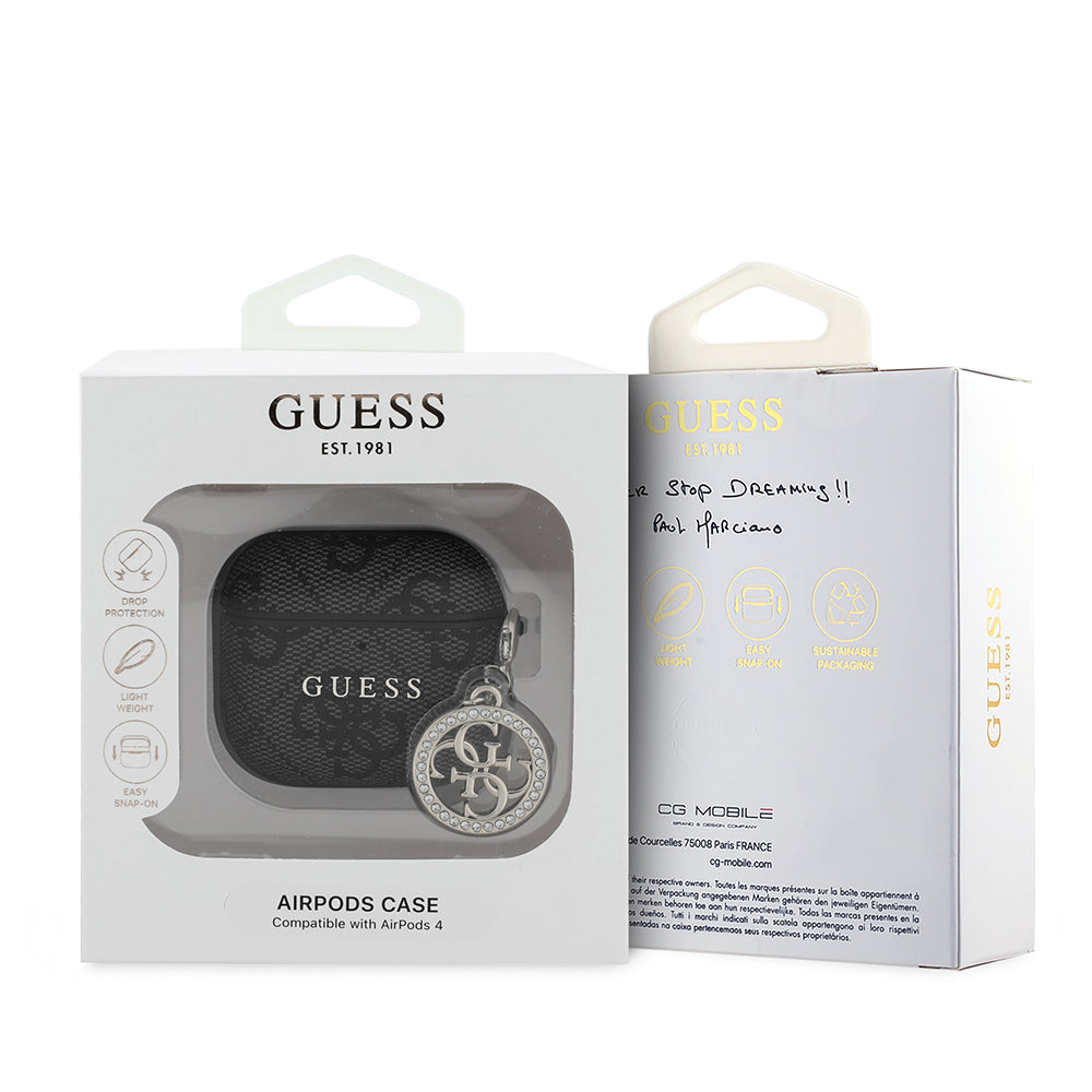Guess Airpods 4 Orjinal Lisanslı 4G Desenli Taşlı 4G Süs Zincirli Airpods Kılıfı