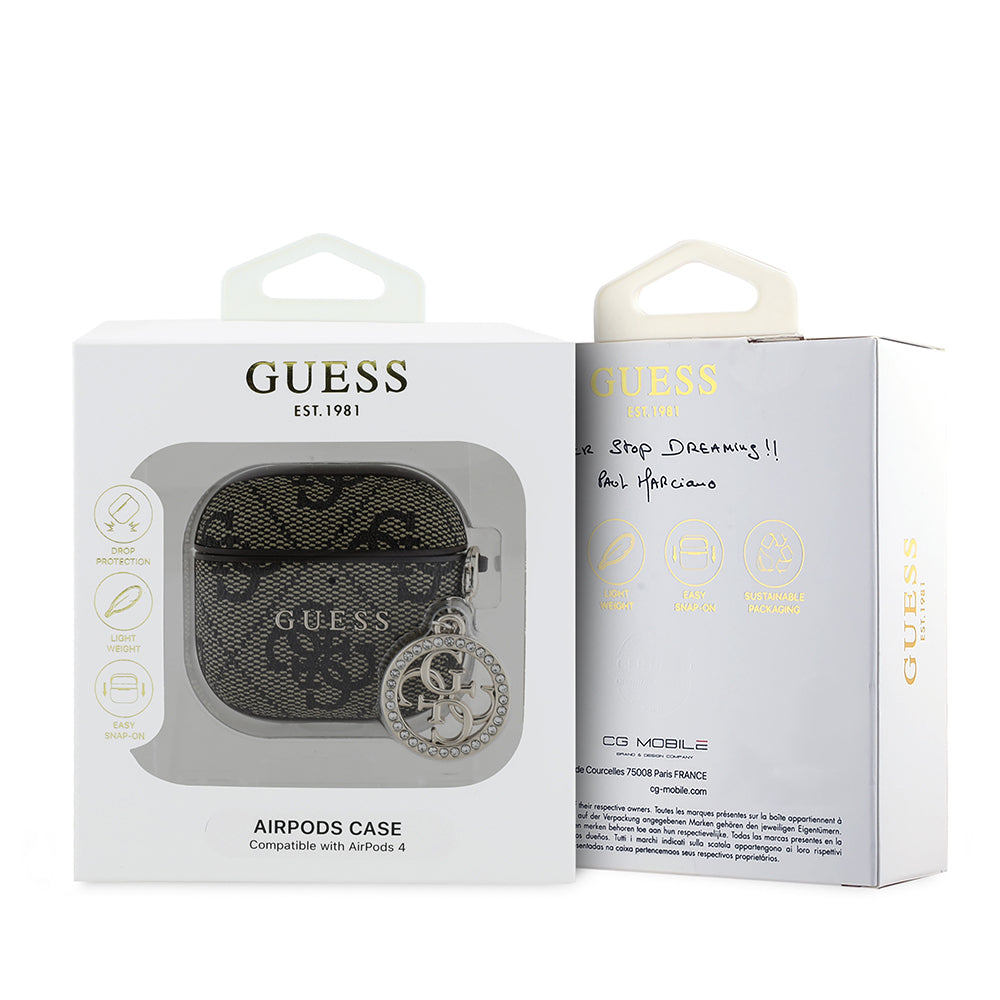 Guess Airpods 4 Orjinal Lisanslı 4G Desenli Taşlı 4G Süs Zincirli Airpods Kılıfı