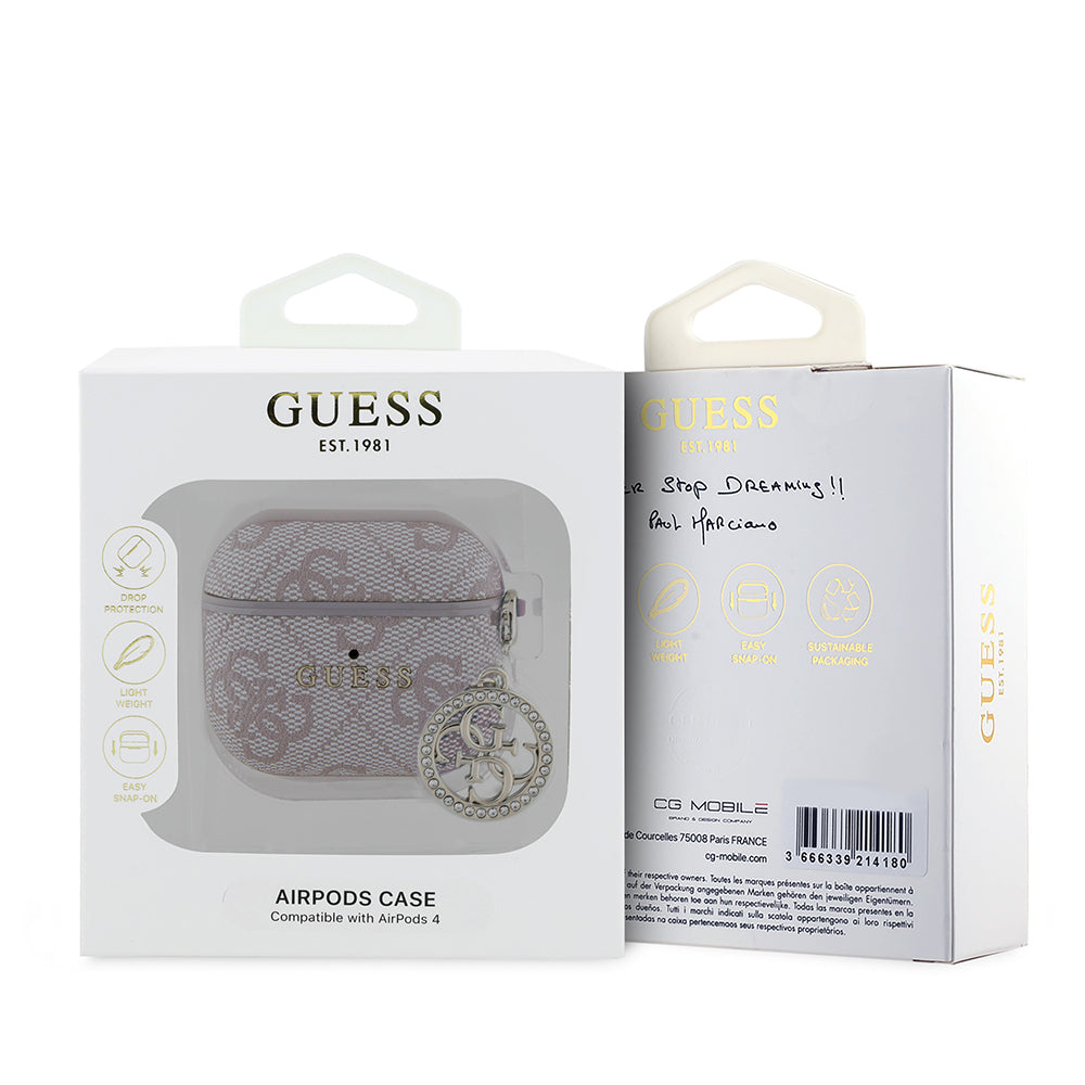 Guess Airpods 4 Orjinal Lisanslı 4G Desenli Taşlı 4G Süs Zincirli Airpods Kılıfı