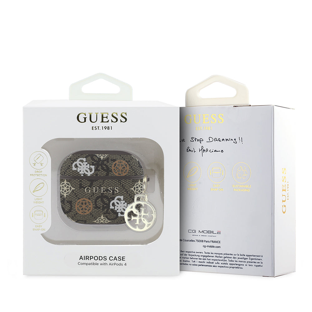 Guess Airpods 4 Orjinal Lisanslı 4G Desenli Yazı Logolu Peony Airpods Kılıf