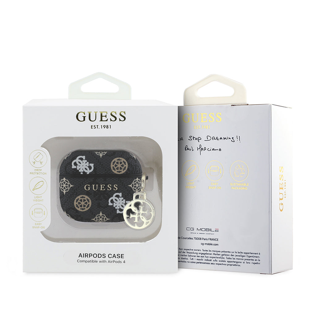 Guess Airpods 4 Orjinal Lisanslı 4G Desenli Yazı Logolu Peony Airpods Kılıf
