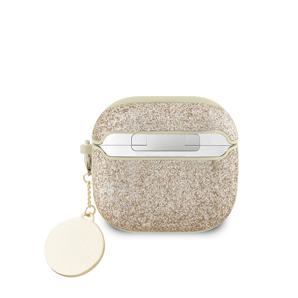 Guess Airpods 4 Orjinal Lisanslı Glitter Elmas Kalp Süs Zincirli Kılıf