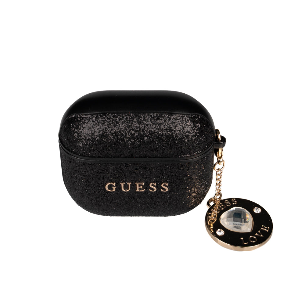 Guess Airpods 4 Orjinal Lisanslı Glitter Elmas Kalp Süs Zincirli Kılıf