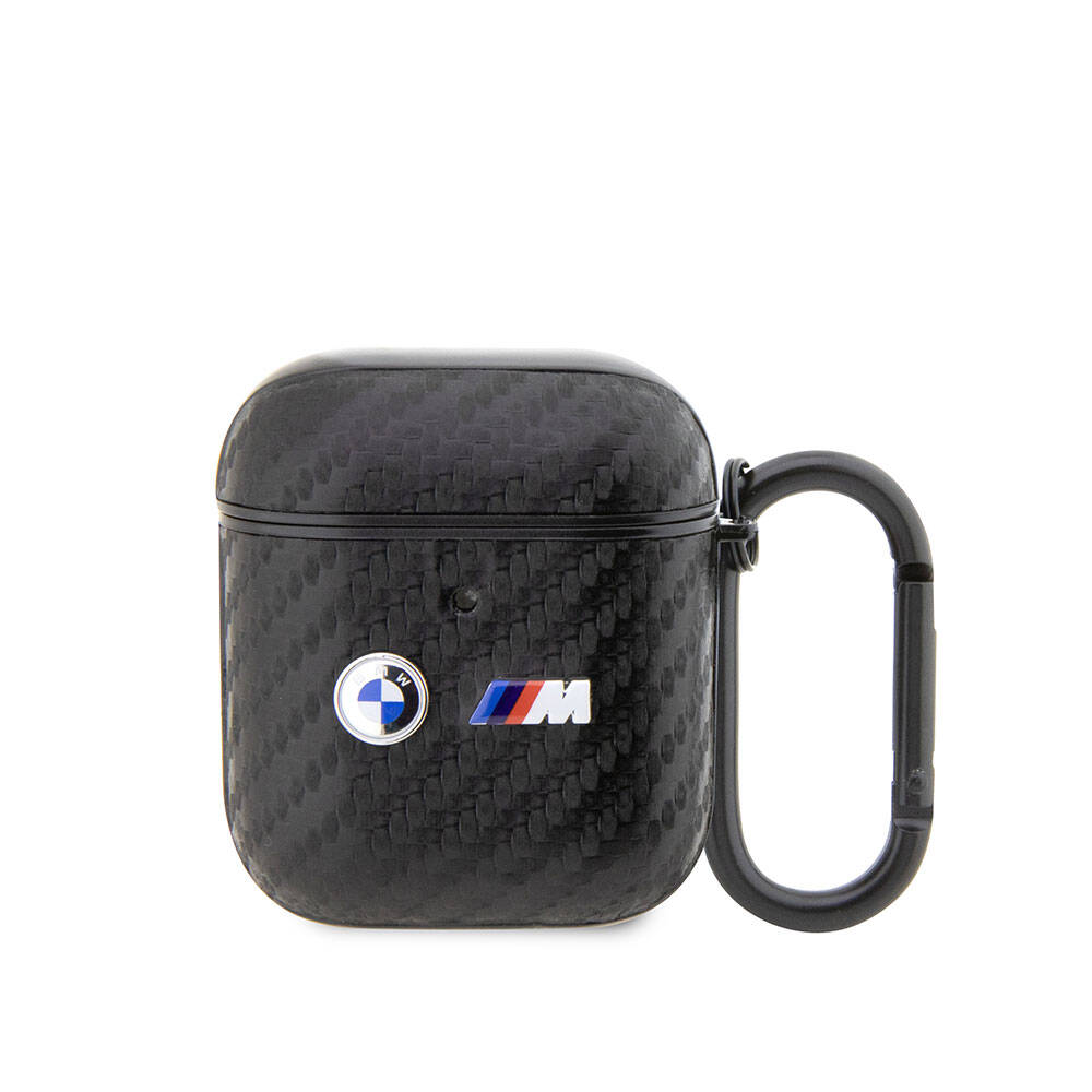 BMW Airpods Orjinal Lisanslı PU Karbon Fiber Tasarımlı Çift Metal Logolu Kılıf
