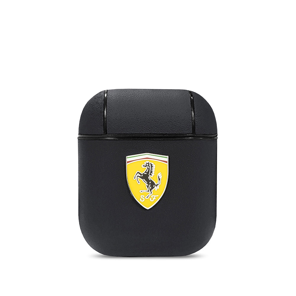 Ferrari Airpods Orjinal Lisanslı PU Deri Metal Logolu SF Arka Yüzey Yazılı Kılıf