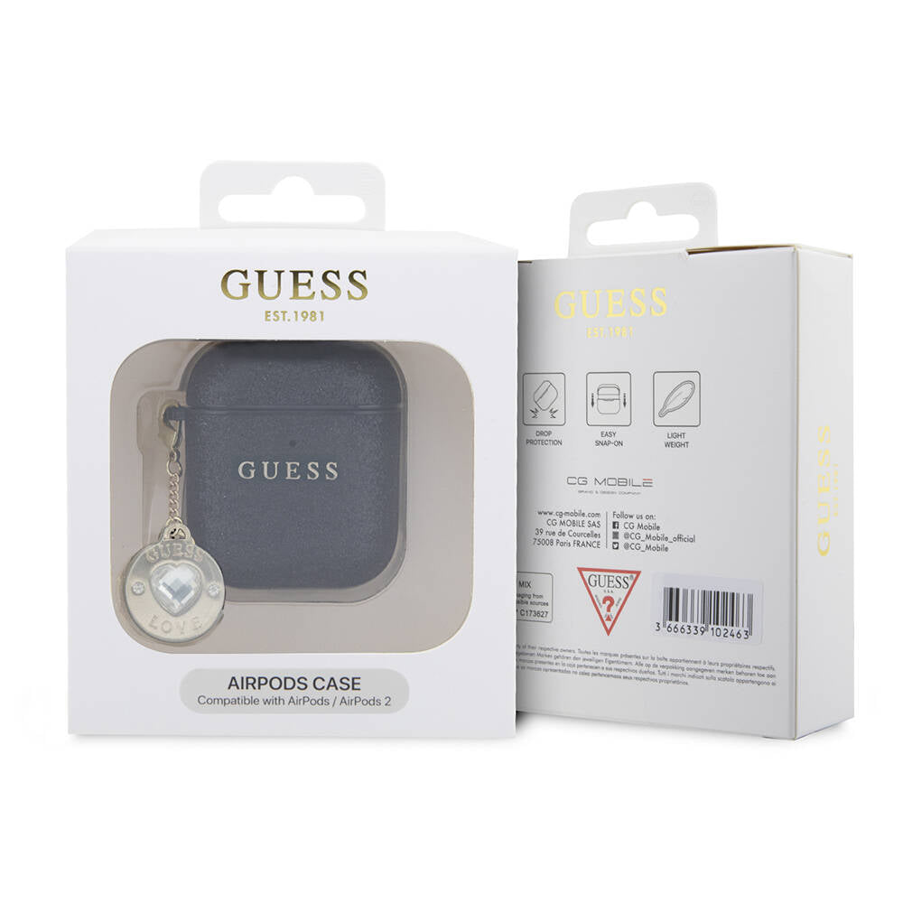 Guess Airpods Orjinal Lisanslı Glitter Elmas Kalp Süs Zincirli Kılıf