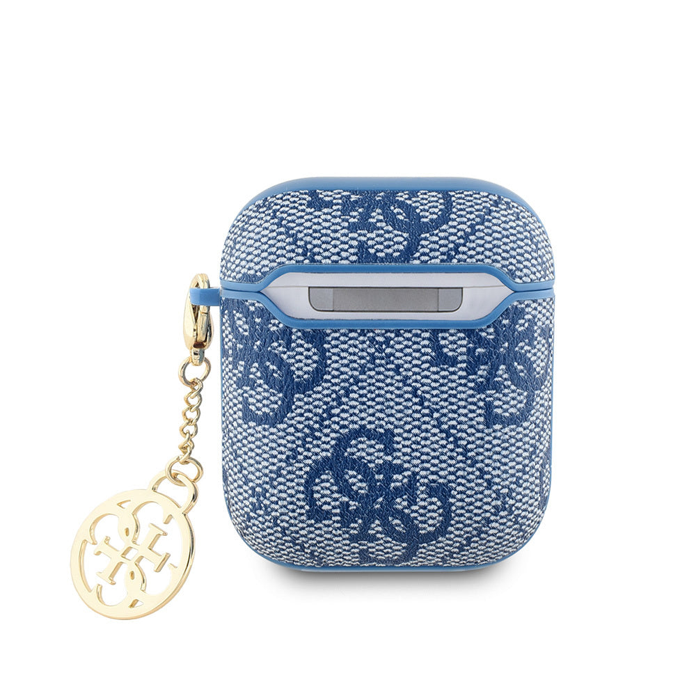 Guess Airpods Orjinal Lisanslı 4G Desenli Metal Script Logolu 4G Charm PU Deri Kılıf