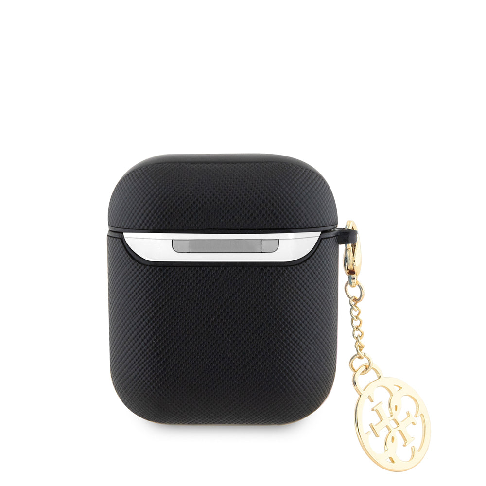 Guess Airpods Orjinal Lisanslı Dokulu 4G Yuvarlak Süs Zincirli Saffiano Kılıf