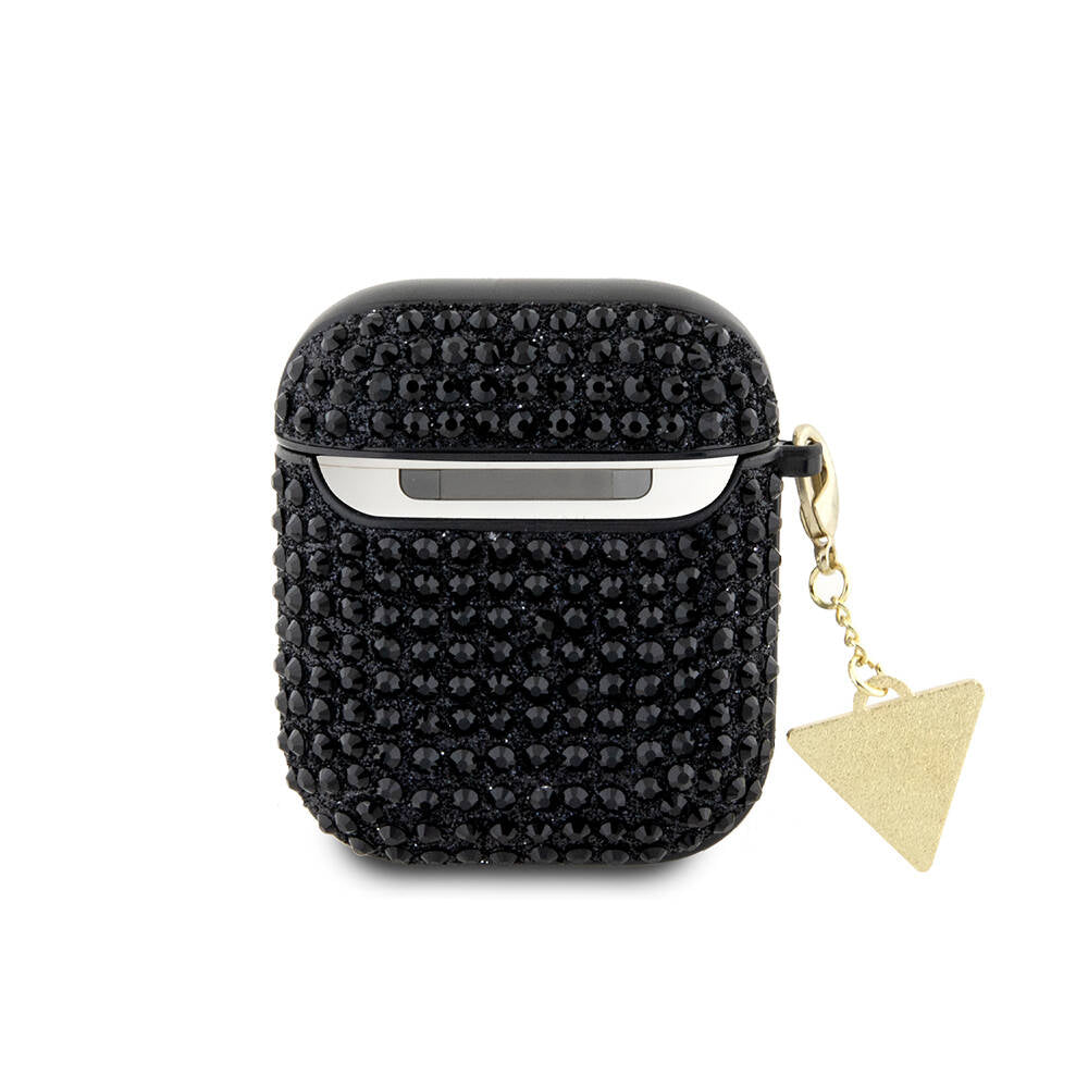 Guess Airpods Orjinal Lisanslı Parıltılı Taş Kaplamalı Üçgen Logo Süs Zincirli Kılıf