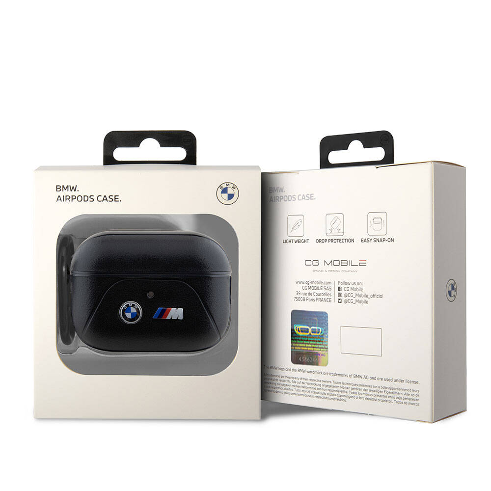 BMW Airpods Pro 2 Orjinal Lisanslı PU Deri Tasarımlı 3 Renk Çizgili Çift Metal Logolu Kılıf