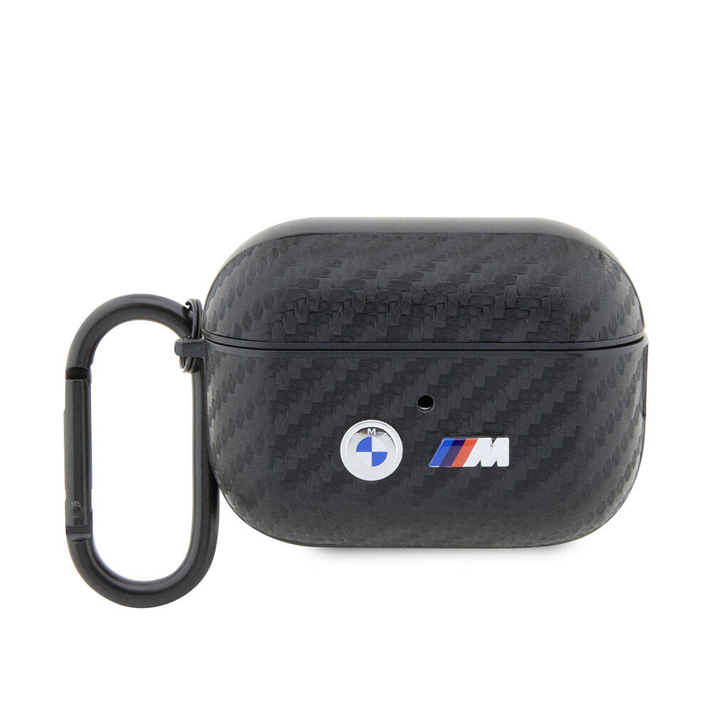 BMW Airpods Pro 2 Orjinal Lisanslı PU Karbon Fiber Tasarımlı Çift Metal Logolu Kılıf