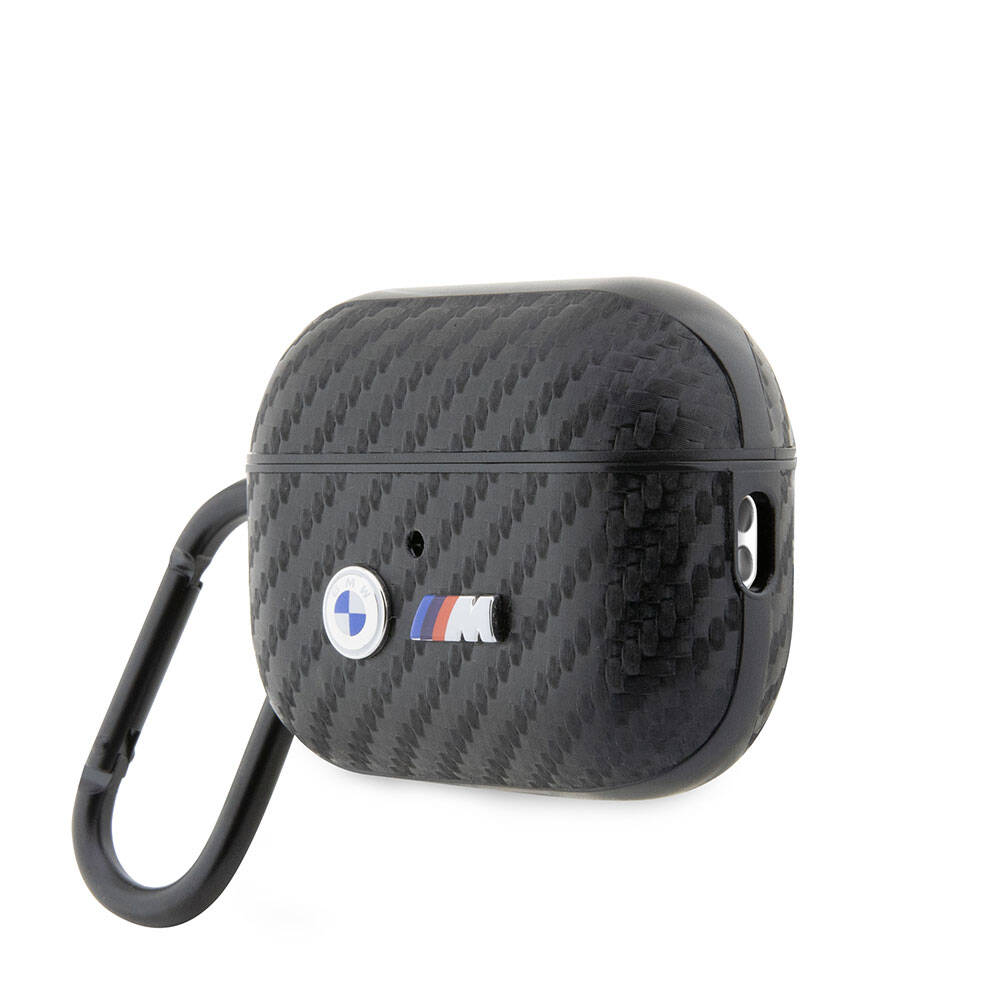 BMW Airpods Pro 2 Orjinal Lisanslı PU Karbon Fiber Tasarımlı Çift Metal Logolu Kılıf