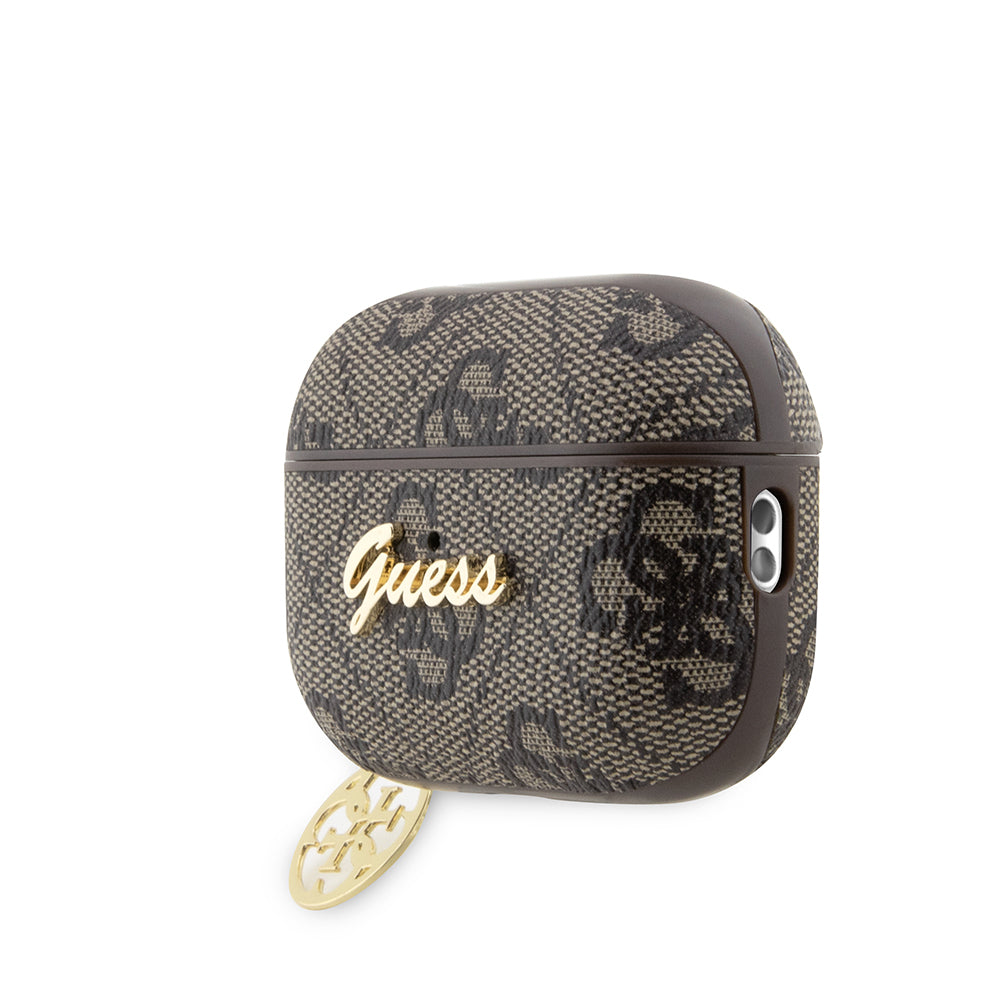 Guess Airpods Pro 2 Orjinal Lisanslı 4G Desenli Metal Script Logolu 4G Charm PU Deri Kılıf