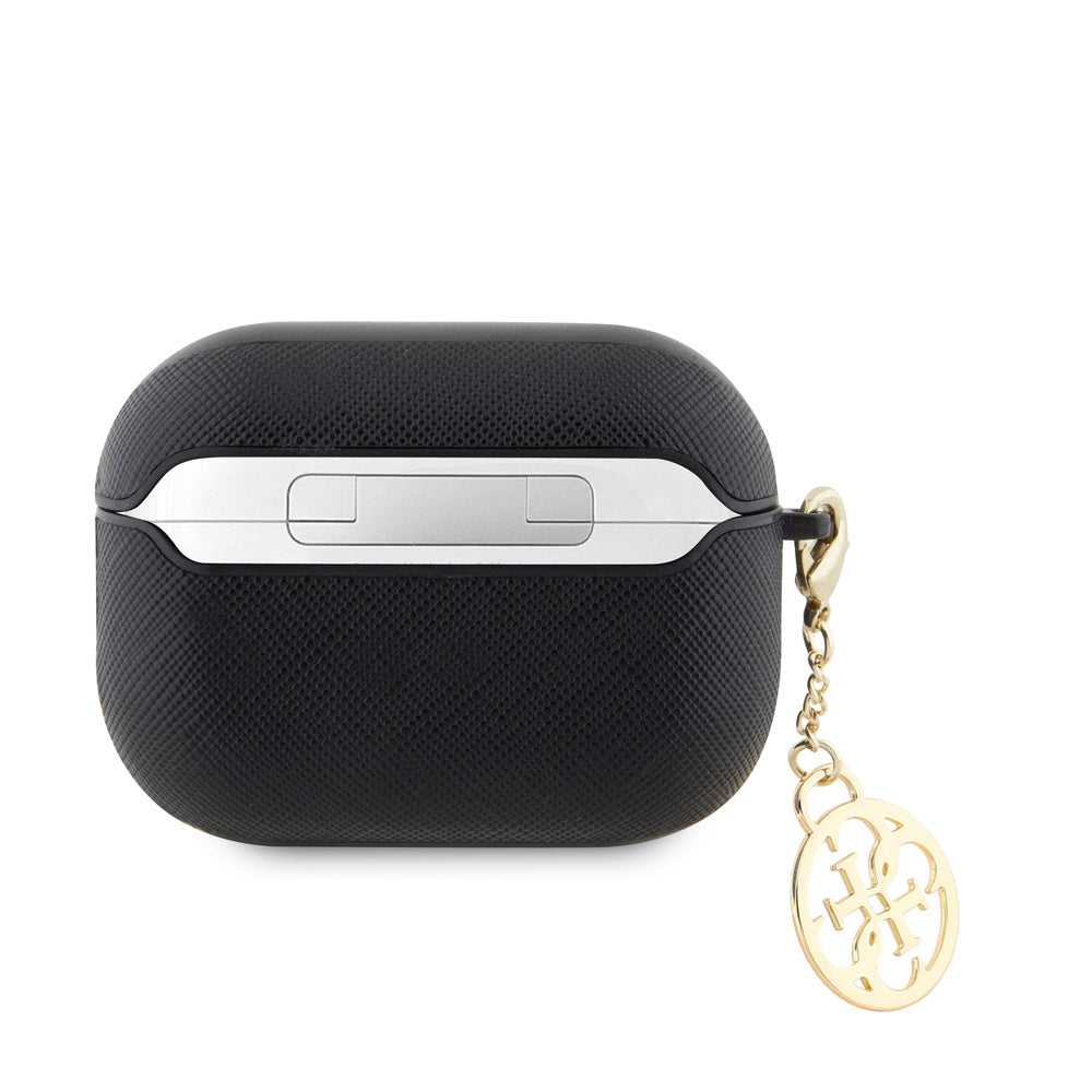 Guess Airpods Pro 2 Orjinal Lisanslı Dokulu 4G Yuvarlak Süs Zincirli Saffiano Kılıf