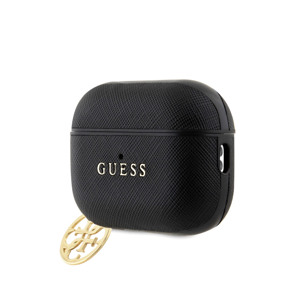 Guess Airpods Pro 2 Orjinal Lisanslı Dokulu 4G Yuvarlak Süs Zincirli Saffiano Kılıf