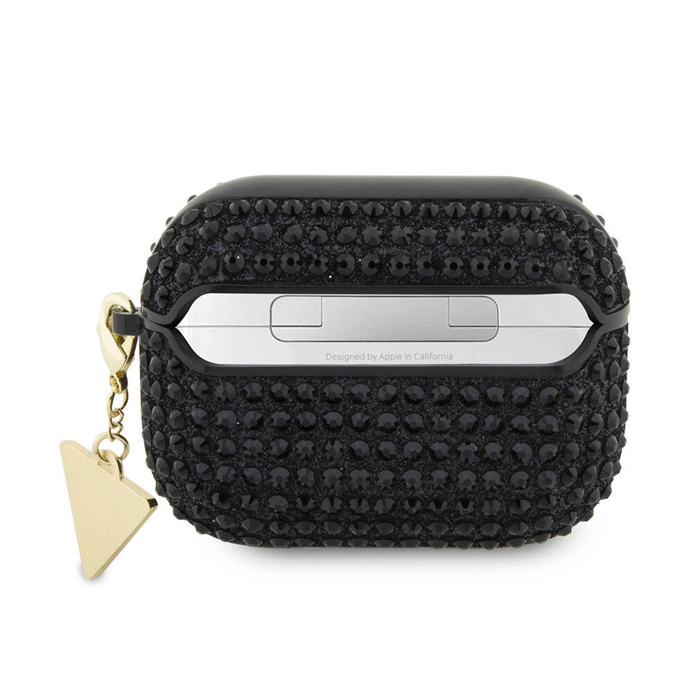 Guess Airpods Pro 2 Orjinal Lisanslı Parıltılı Taş Kaplamalı Üçgen Logo Süs Zincirli Kılıf