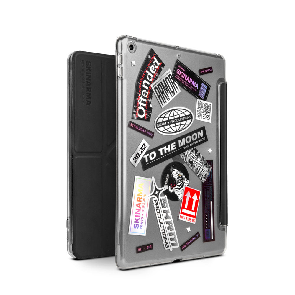 SkinArma iPad 10.2 2021 (9.Nesil) Sticker Tasarımlı Arkası Şeffaf Standlı Mageru Tablet Kılıfı