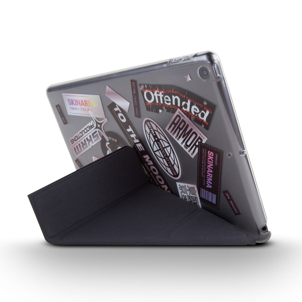 SkinArma iPad 10.2 2021 (9.Nesil) Sticker Tasarımlı Arkası Şeffaf Standlı Mageru Tablet Kılıfı