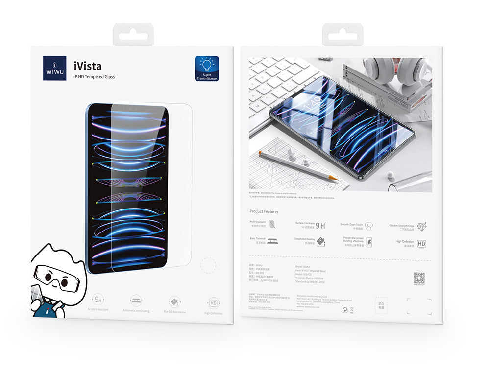 Wiwu Wi-GQ003 iVista Serisi iPad 10.9 2022 (10.Nesil) Oleofobik HD Temperli Cam Ekran Koruyucu