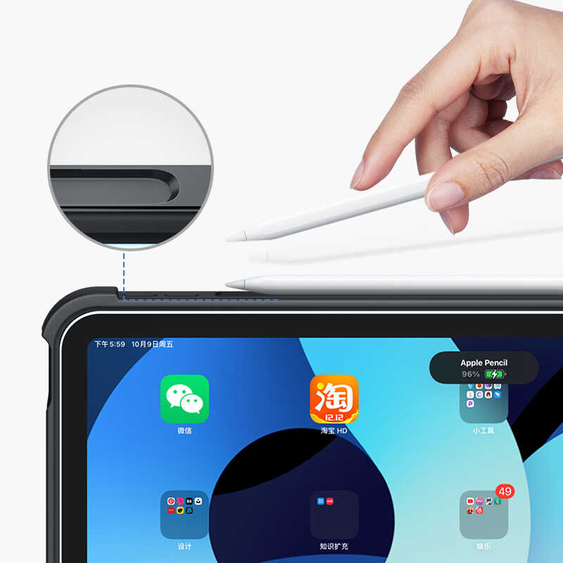Benks iPad Air 10.9 2022 (5.Nesil) Multifunctional Kablosuz Klavyeli Tablet Kılıfı