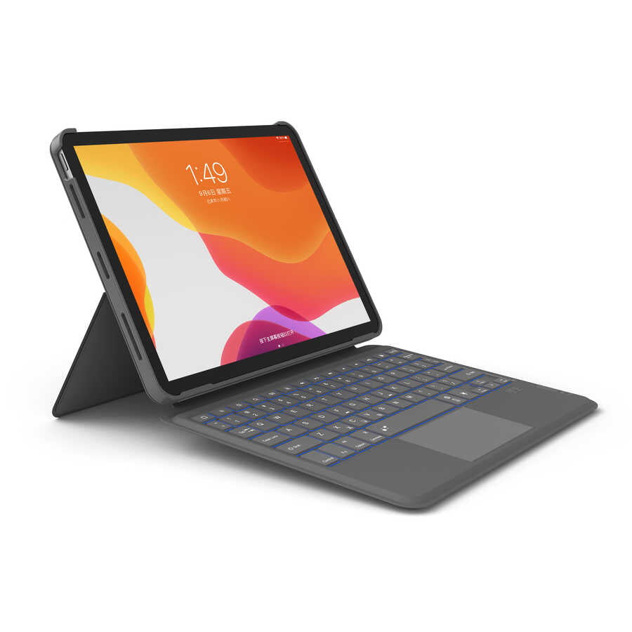 Wiwu Combo iPad Air 10.9 2022 (5.Nesil) Led Işıklı Magnetik Standlı Klavyeli Tablet Kılıfı