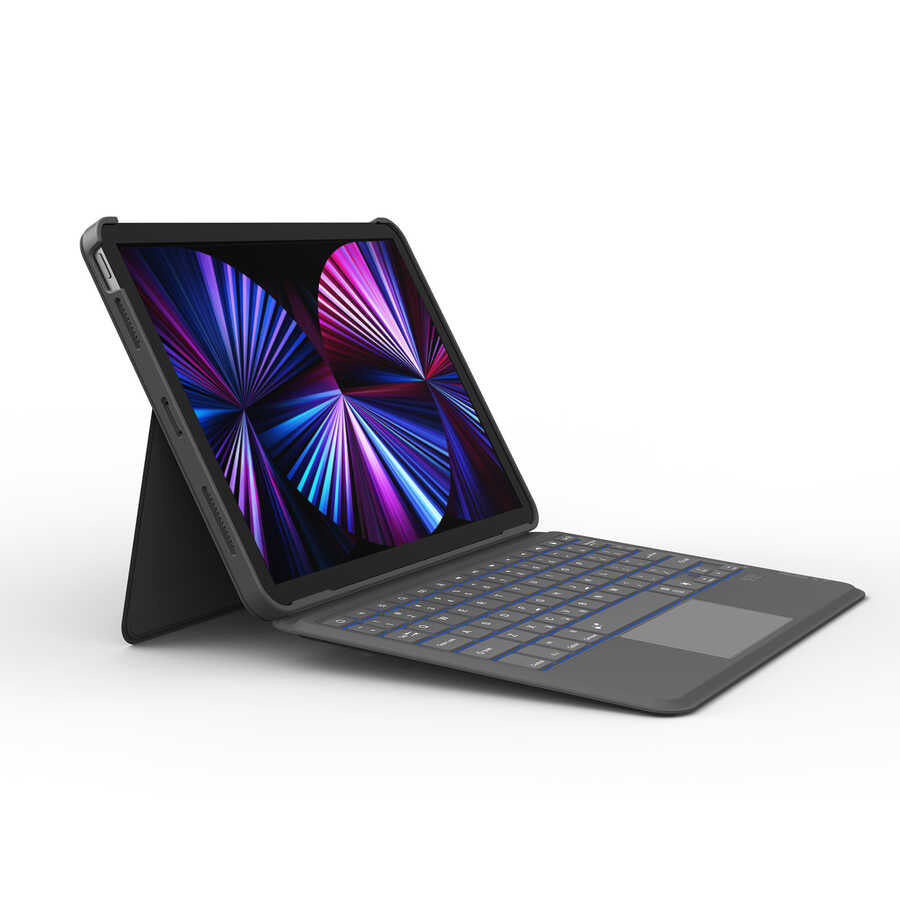 Wiwu Combo iPad Air 10.9 2022 (5.Nesil) Led Işıklı Magnetik Standlı Klavyeli Tablet Kılıfı
