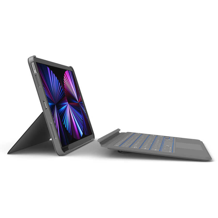 Wiwu Combo iPad Air 10.9 2022 (5.Nesil) Led Işıklı Magnetik Standlı Klavyeli Tablet Kılıfı