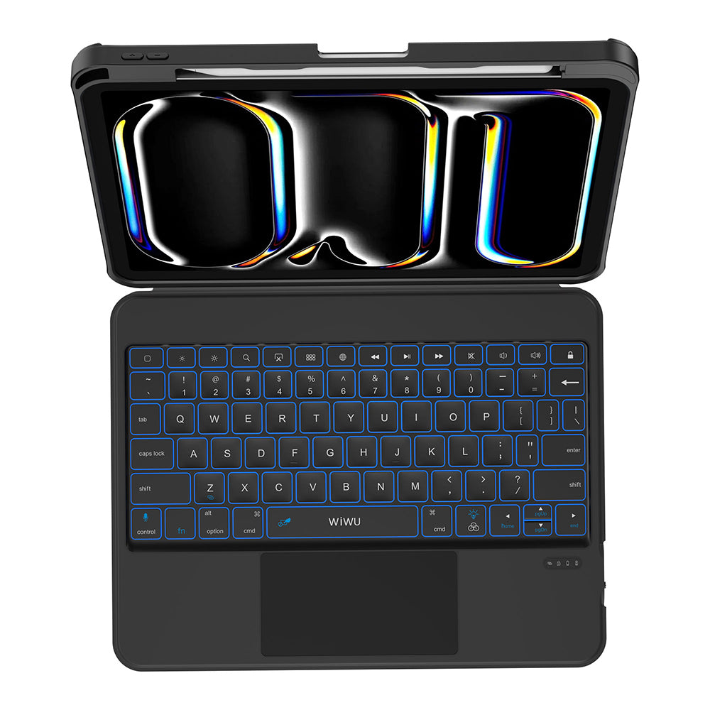 Wiwu MK-007 Combo Pro iPad Air 10.9 2022 (5.Nesil) Kalem Bölmeli Klavyeli Standlı Kılıf