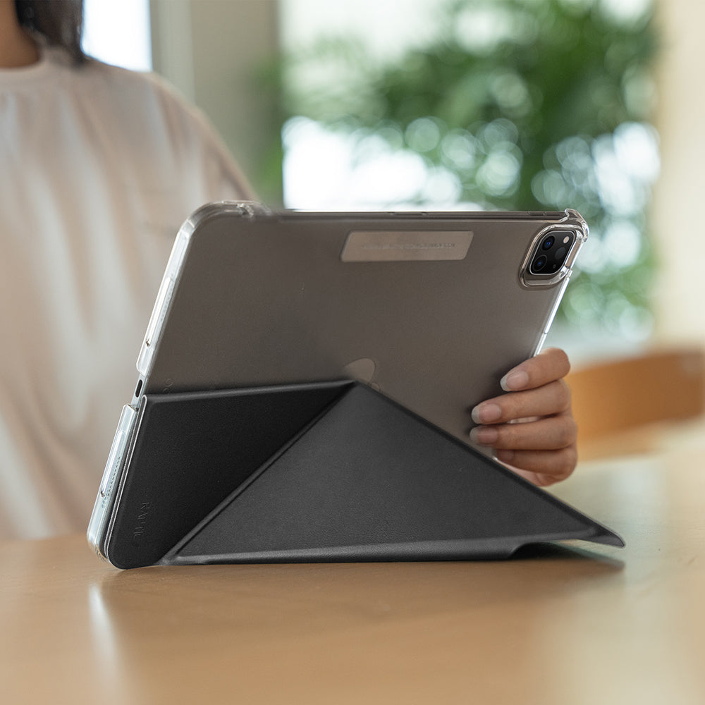 Raptic Clear Folio iPad Air 11 M2 2024 Airbagli Şeffaf Kılıflı Katlanabilir Standlı Kılıf