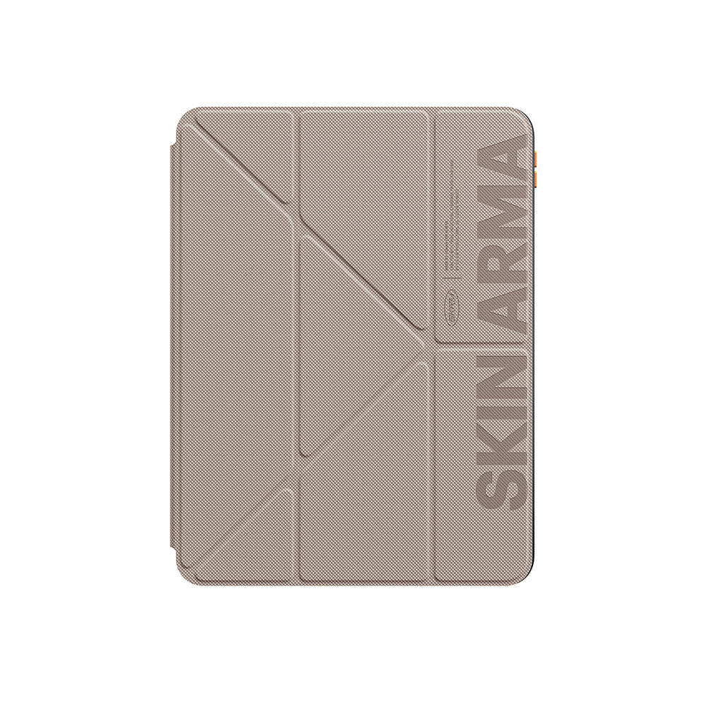SkinArma iPad Air 11 2025 M3 Kabartma Baskı Tasarımlı 360 Tam Koruma Arkası Şeffaf Standlı Gamma Kılıf