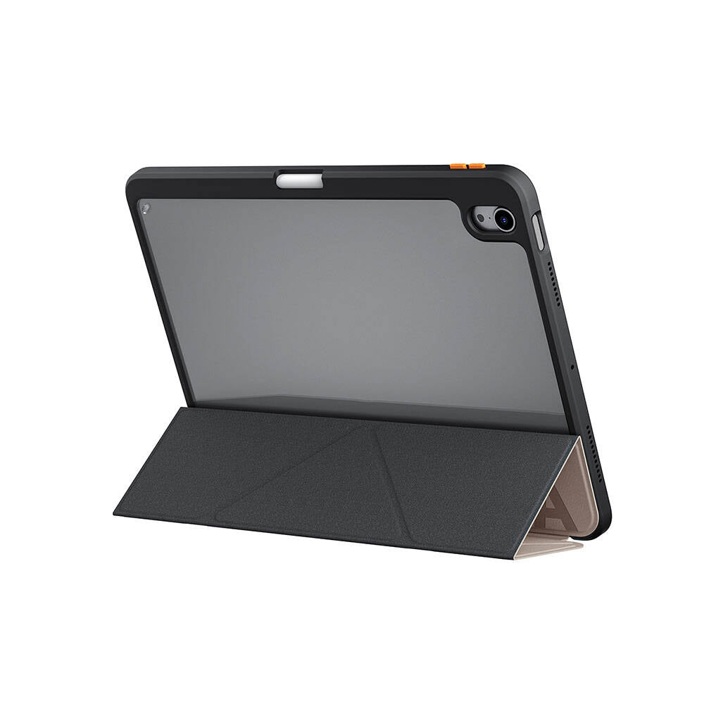 SkinArma iPad Air 11 2025 M3 Kabartma Baskı Tasarımlı 360 Tam Koruma Arkası Şeffaf Standlı Gamma Kılıf