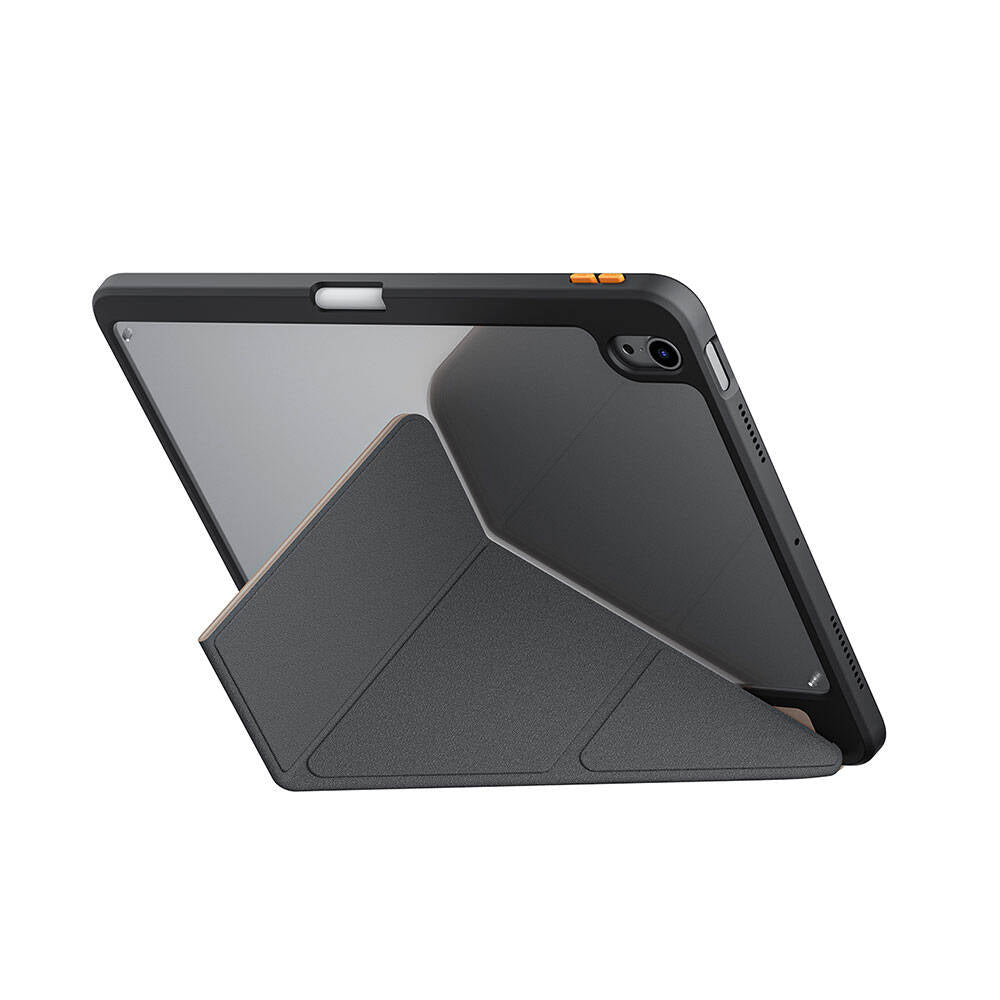 SkinArma iPad Air 11 2025 M3 Kabartma Baskı Tasarımlı 360 Tam Koruma Arkası Şeffaf Standlı Gamma Kılıf