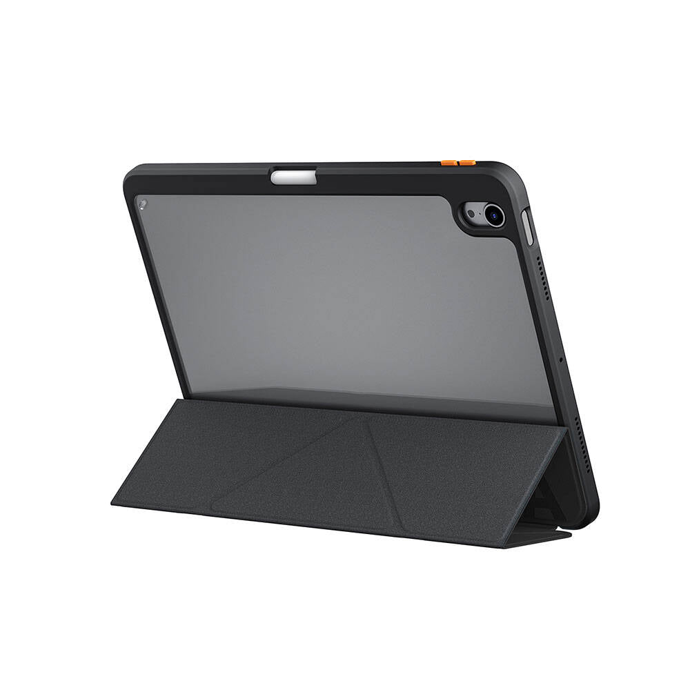 SkinArma iPad Air 11 2025 M3 Kabartma Baskı Tasarımlı 360 Tam Koruma Arkası Şeffaf Standlı Gamma Kılıf