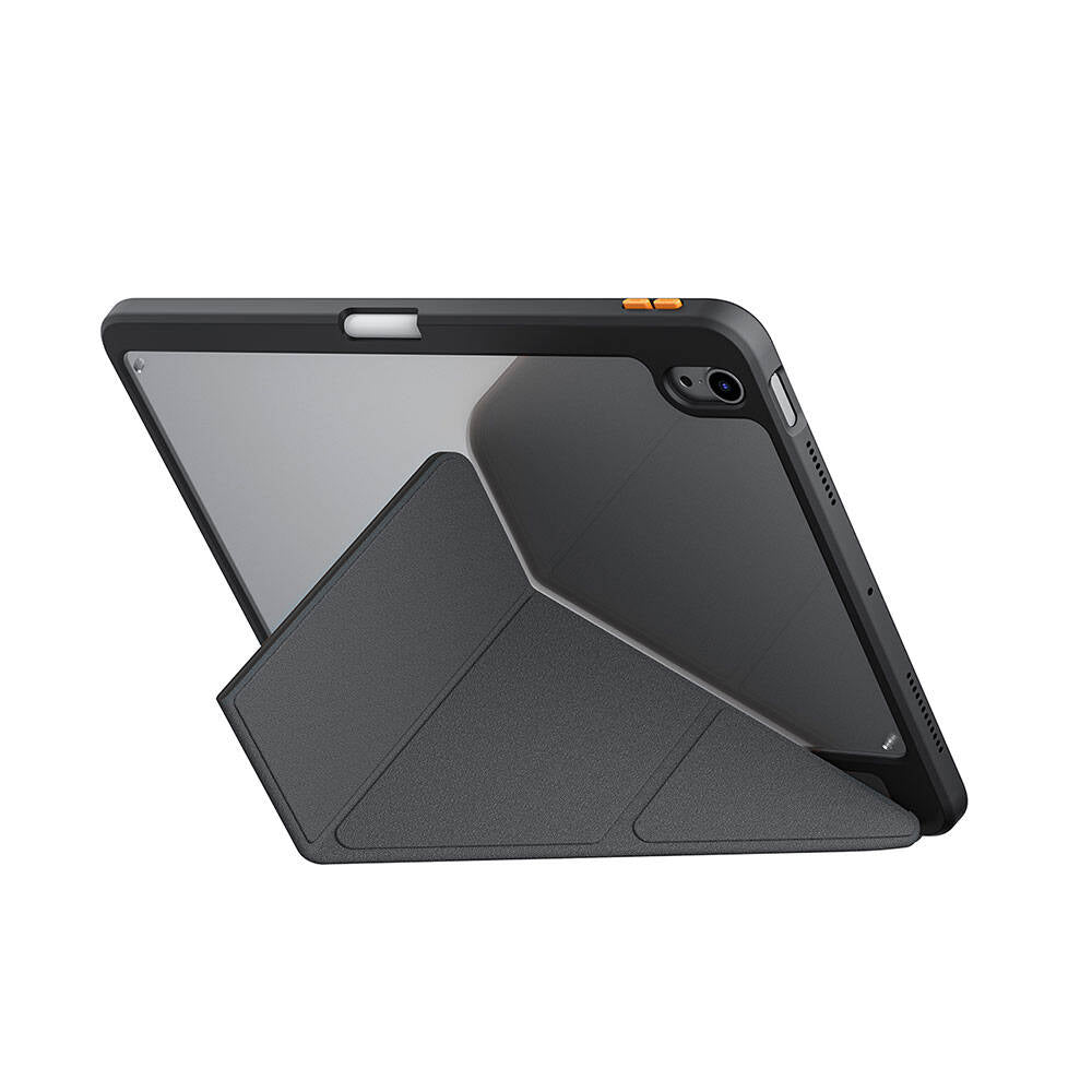 SkinArma iPad Air 11 2025 M3 Kabartma Baskı Tasarımlı 360 Tam Koruma Arkası Şeffaf Standlı Gamma Kılıf