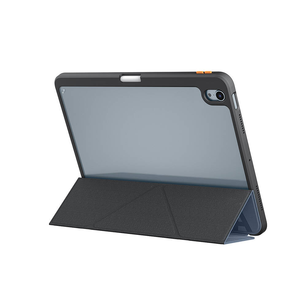SkinArma iPad Air 11 2025 M3 Kabartma Baskı Tasarımlı 360 Tam Koruma Arkası Şeffaf Standlı Gamma Kılıf