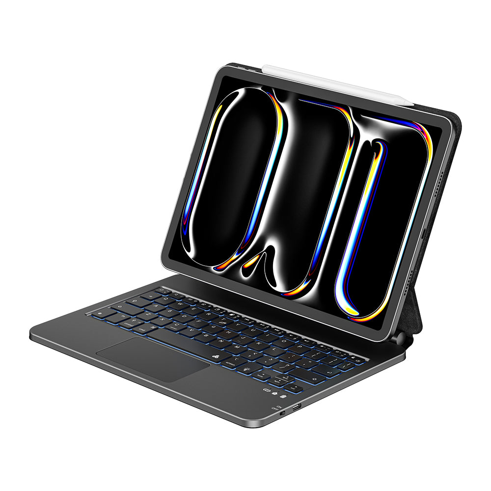 Wiwu MK-003 iPad Air 11 2025 M3 Gizli Kalem Bölmeli Klavyeli Standlı Kılıf